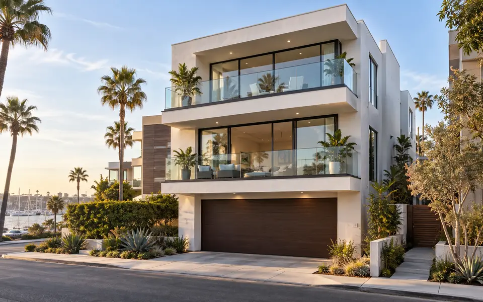 Modern townhouse near Marina del Rey with a ground-level garage